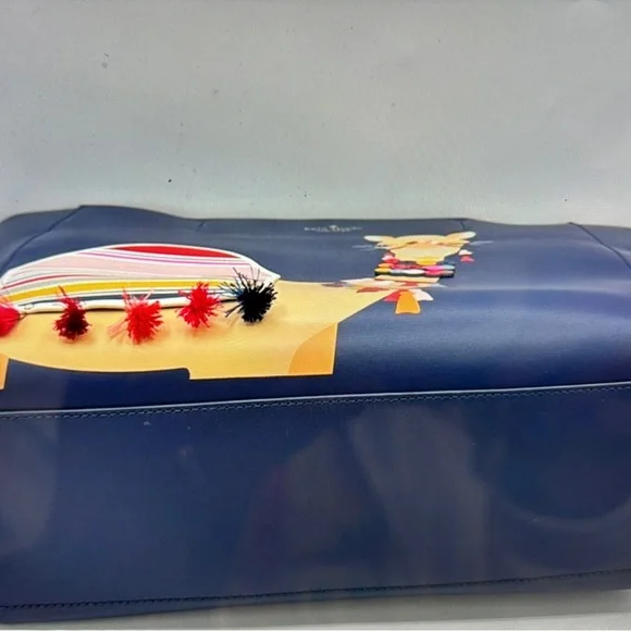 Kate Spade Camel Large Tote this is Navity Bag in Excellent Condition Blue/Multi - Picture 5 of 9